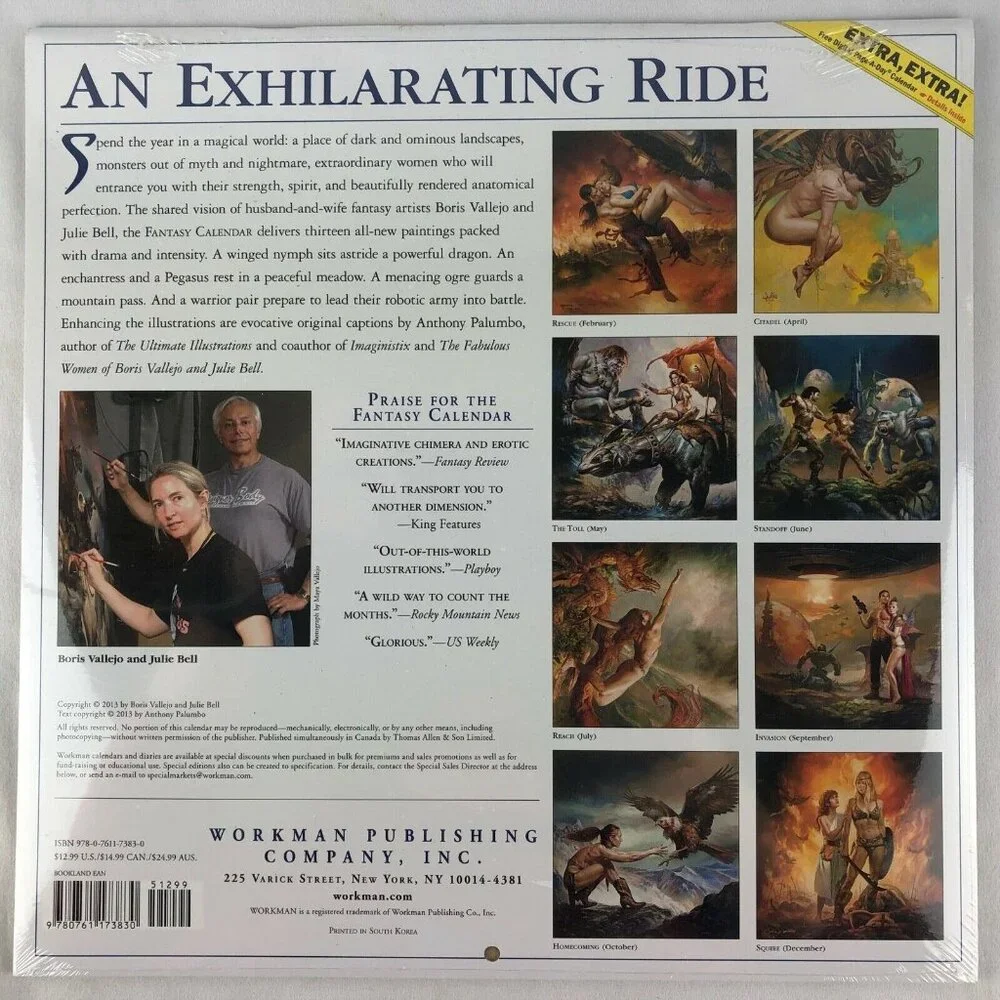 Collectible Calendar Boris Vallejo Sexy Fantasy Pin Ups 2014